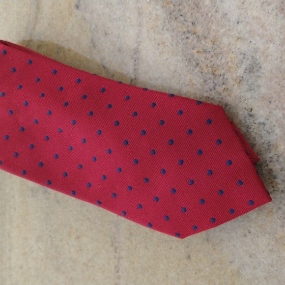 Jo's A Bank executive collection men's repp silk Navy and red dot tie luxury - Picture 1 of 5